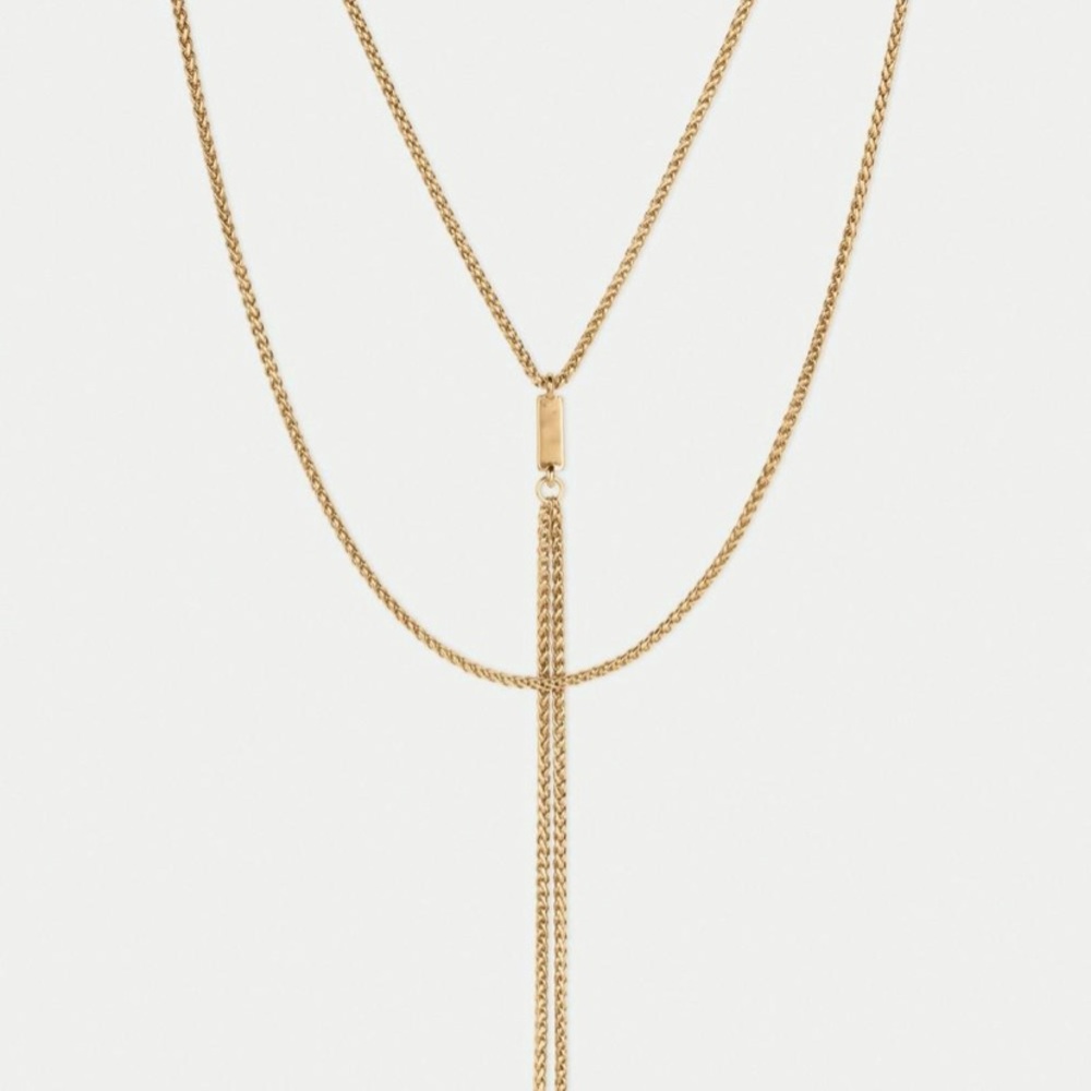 🆕 Lucky Brand Chain Layer Lariat Gold Necklace - Picture 5 of 5